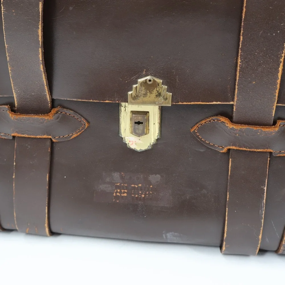US Property Briefcase Leather Type VIII Brown Vintage Military Attache Bag 16in